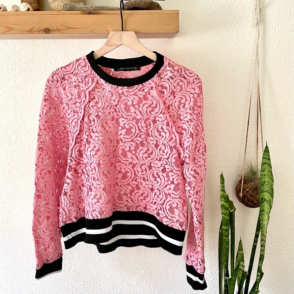 Zara oversized pink lace top - Picture 2 of 7